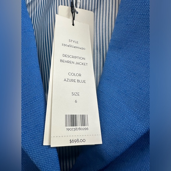 Veronica Beard Behren Notch Lapel Crop Blazer in Azure Blue - Picture 5 of 8